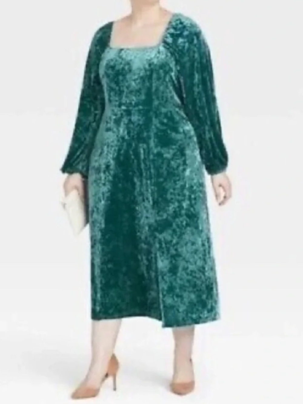 Ava & Viv Square Neck Crushed Velvet Dress